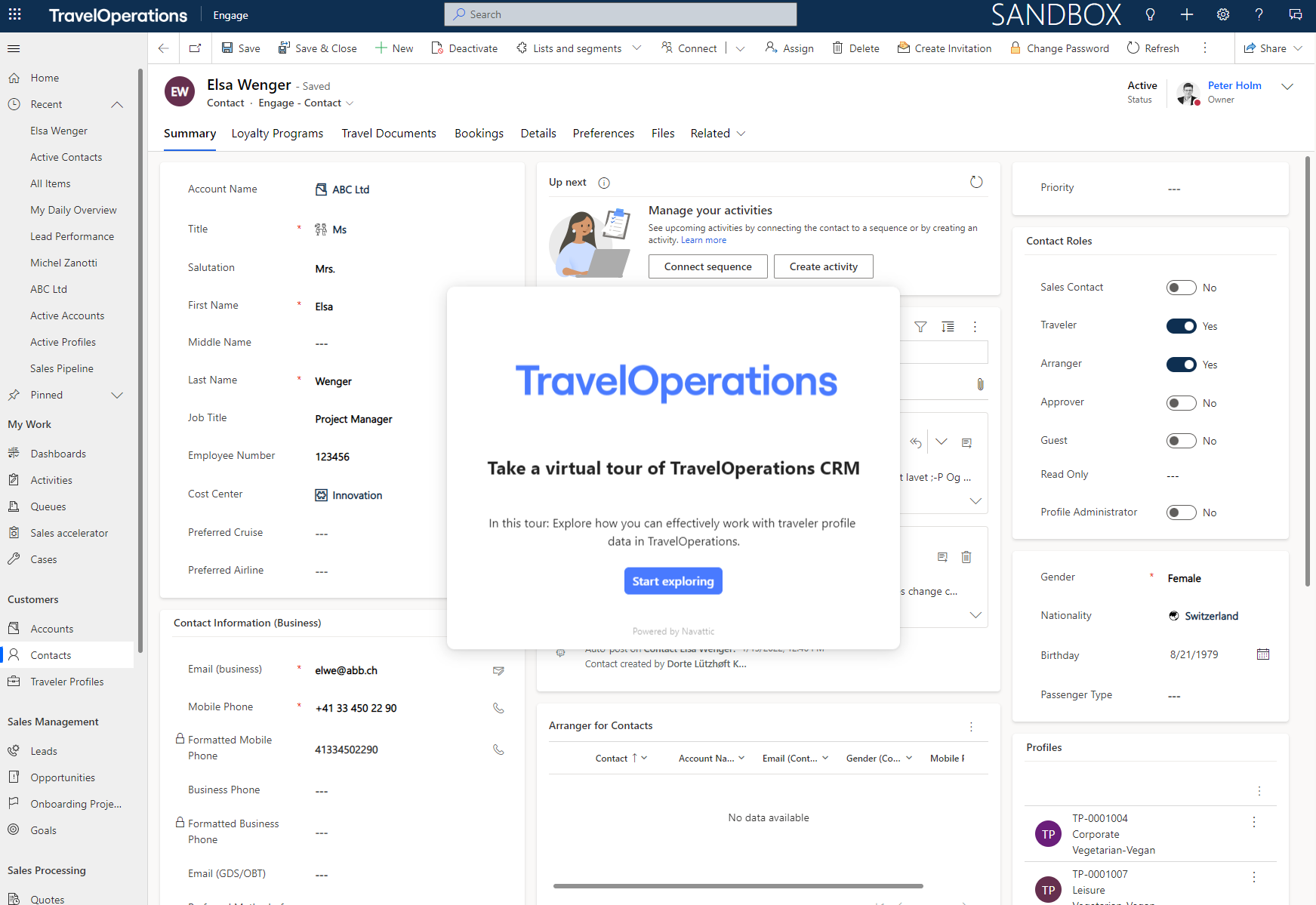 TravelOperations Engage CRM demo TravelOperations
